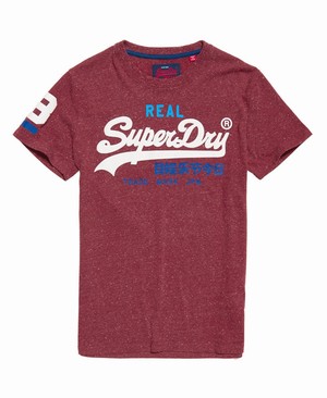 Superdry Vintage Logo Tri Férfi Pólók Bordó/Fehér | WXQSL1748